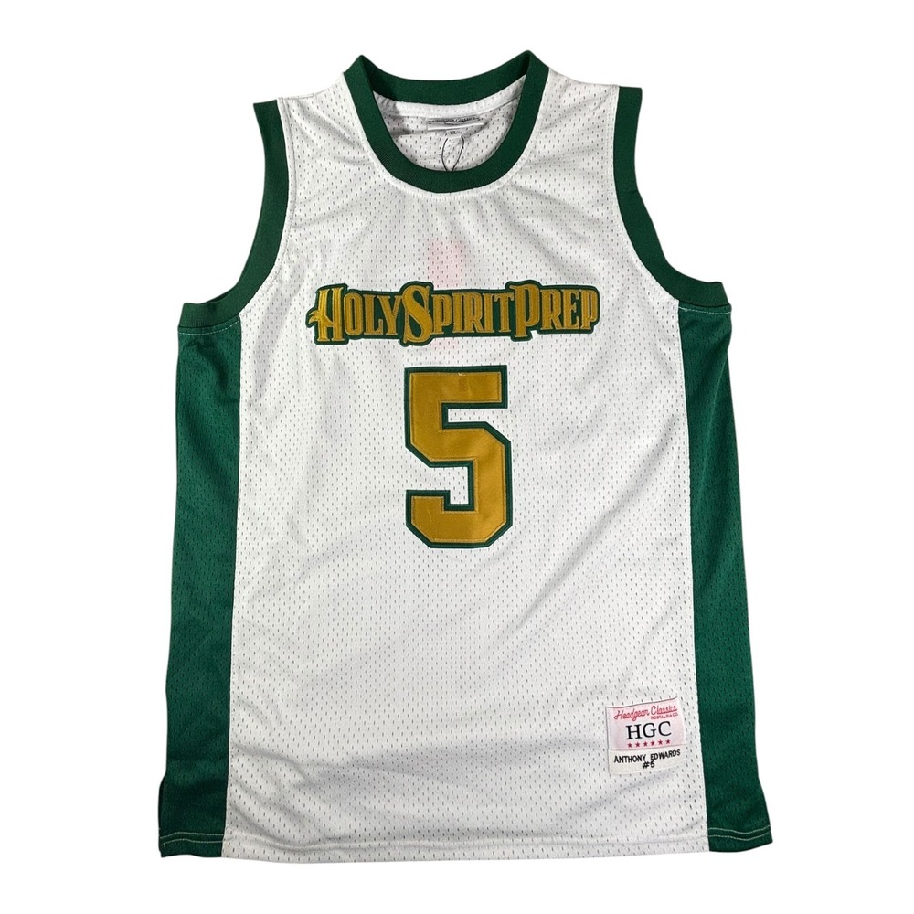 Headgear Classics Anthony Edwards Holy Spirit Prep Jersey White Green Mens XL